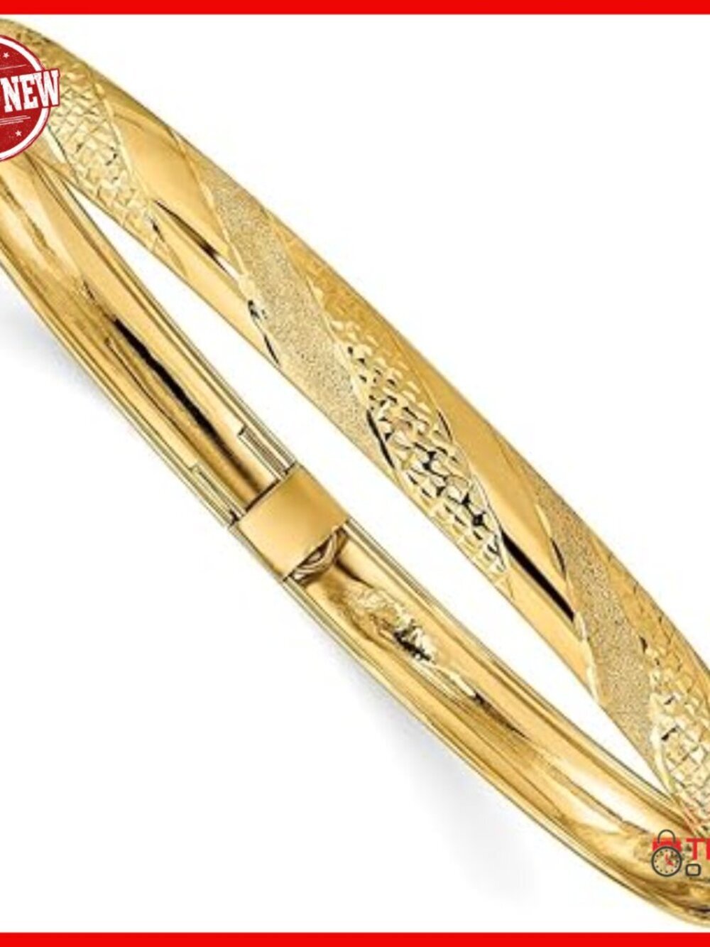 10K Yellow Gold Flexible Bangle Bracelet 7.5 Inches Diamond Cut